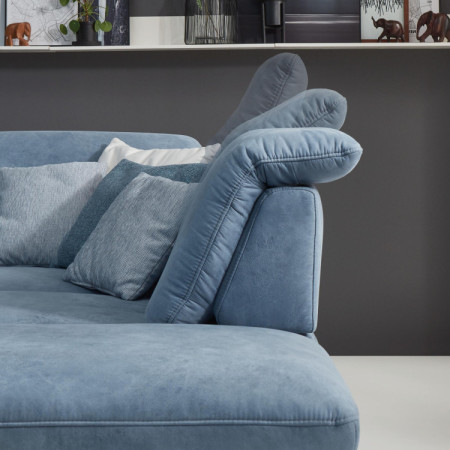 Sedacia súprava Carolina v tvare písmena U s možnosťou funkcií, modrá