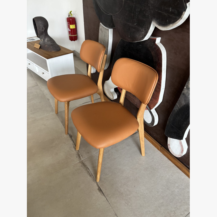 Dubová kožená stolička Benjamin – v ponuke je sada dvoch kusov, outlet