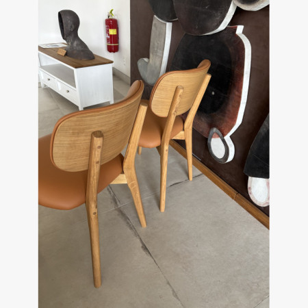 Dubová kožená stolička Benjamin – v ponuke je sada dvoch kusov, outlet