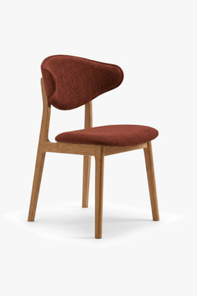 Čalúnená jedálenská stolička s dubovými nohami – farba terakotová