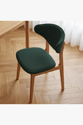 Čalúnená jedálenská stolička s dubovými nohami – farba zelená 2