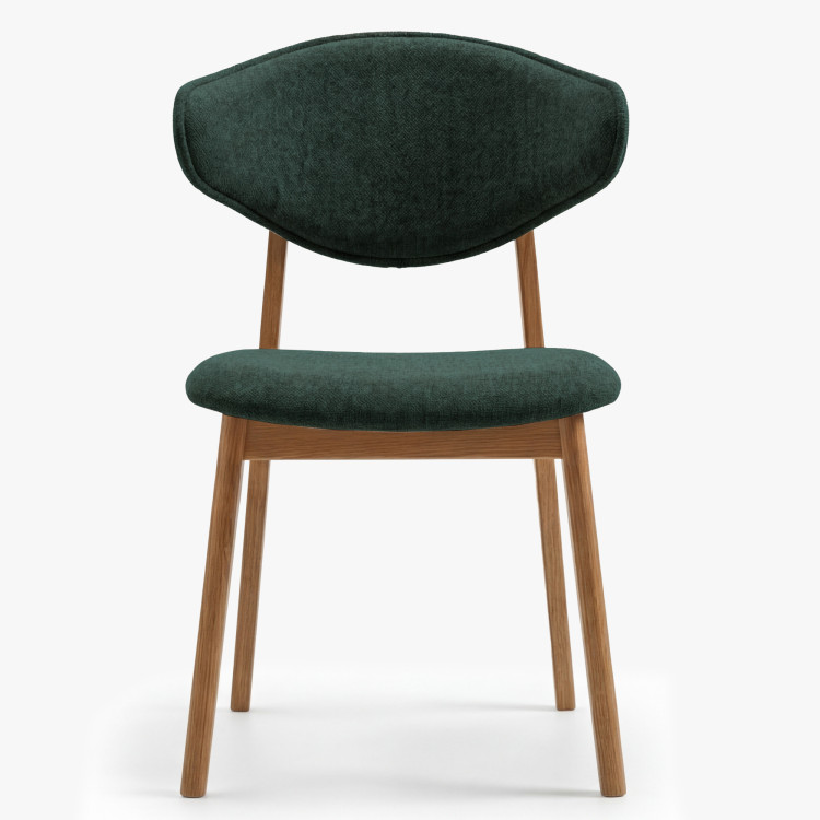 Čalúnená jedálenská stolička s dubovými nohami – farba zelená