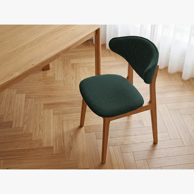 Čalúnená jedálenská stolička s dubovými nohami – farba zelená