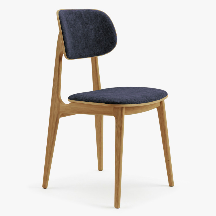 Čalúnená jedálenská stolička Vard z masívneho dubu – antracitová látka