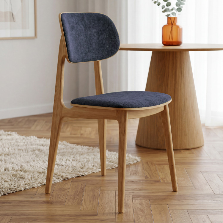 Čalúnená jedálenská stolička Vard z masívneho dubu – antracitová látka