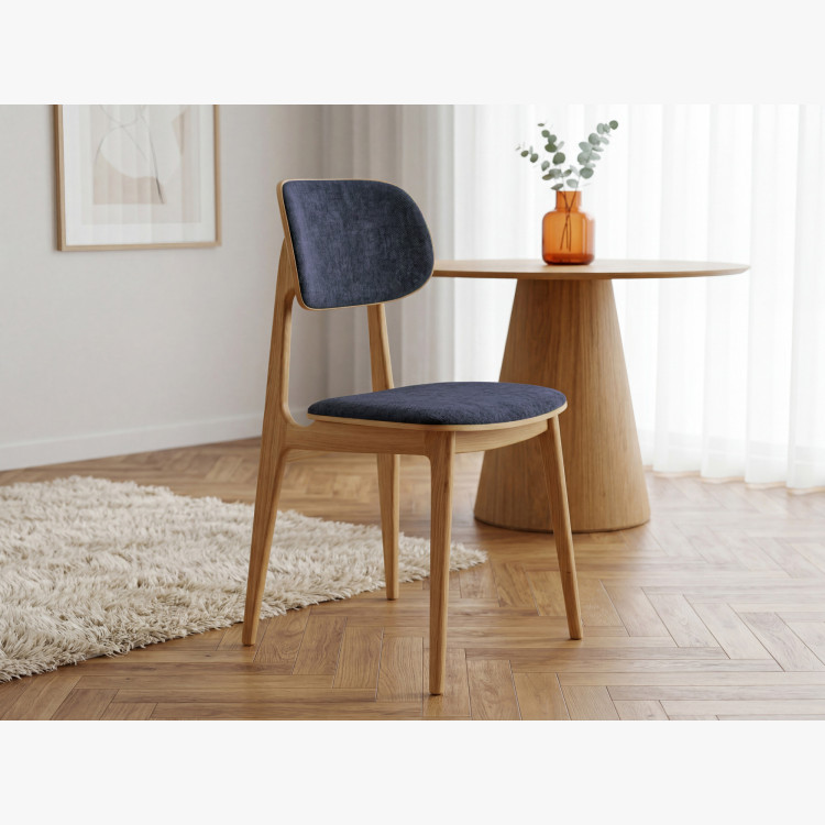 Čalúnená jedálenská stolička Vard z masívneho dubu – antracitová látka