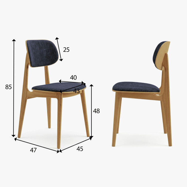 Čalúnená jedálenská stolička Vard z masívneho dubu – antracitová látka