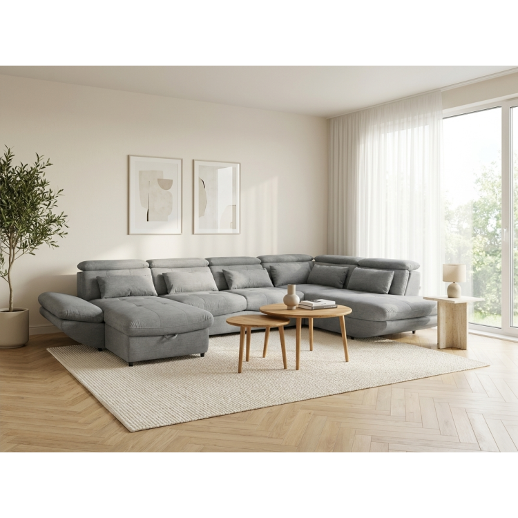 Sedacia súprava v tvare písmena U s funkciou lôžka Park - dlhšia strana vpravo