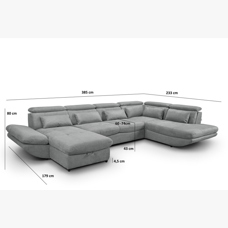 Sedacia súprava v tvare písmena U s funkciou lôžka Park - dlhšia strana vpravo