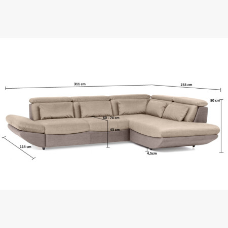 Moderná rohová sedacia súprava Park s funkciou spania a úložným priestorom - roh vpravo