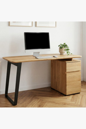 Dubový písací stôl Albero 140x65 cm – masív dub, kovové nohy