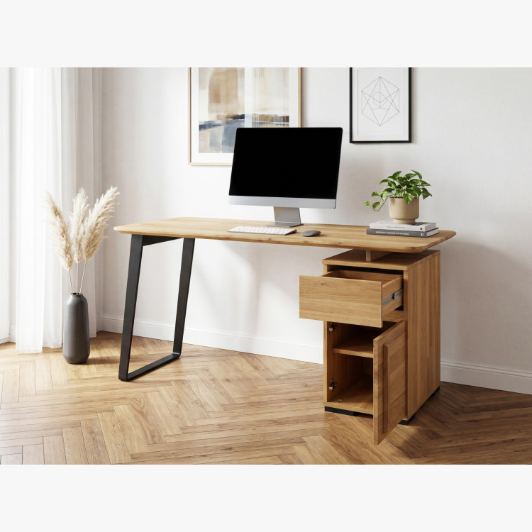 Dubový písací stôl Albero 140x65 cm – masív dub, kovové nohy