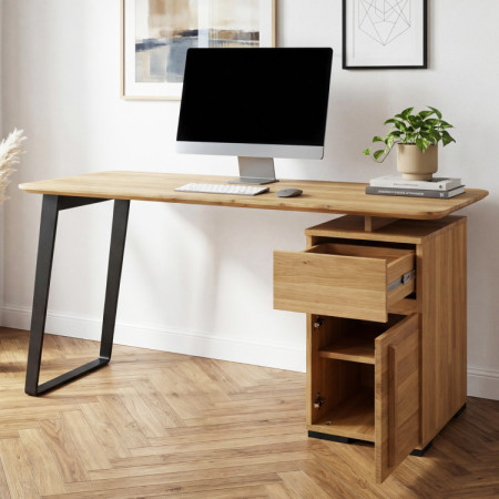 Dubový písací stôl Albero 140x65 cm – masív dub, kovové nohy