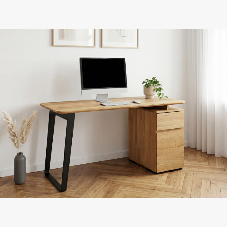 Dubový písací stôl Albero 140x65 cm – masív dub, kovové nohy