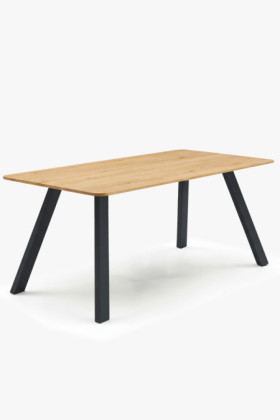 Masívny jedálenský stôl Jano 160x90 cm - olejovaný, kovové nohy