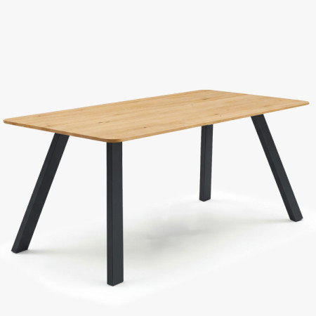 Masívny jedálenský stôl Jano 160x90 cm - olejovaný, kovové nohy