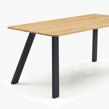 Masívny jedálenský stôl Jano 160x90 cm - olejovaný, kovové nohy