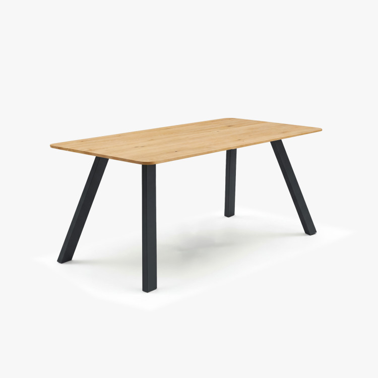 Masívny jedálenský stôl Jano 160x90 cm - olejovaný, kovové nohy