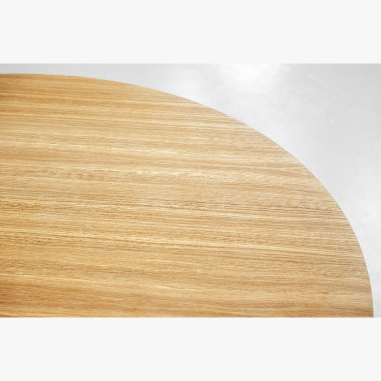Kruhový jedálenský stôl 120 cm s kužeľovitou nohou – dubová dyha natural