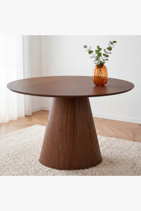 Kulatý stôl na kužeľovej nohe 120 cm – dub bordo-vlašský orech