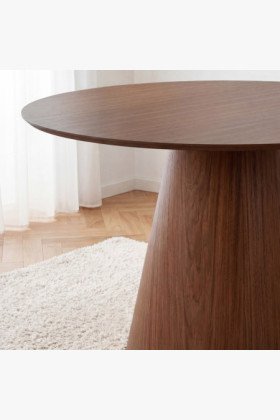 Kulatý stôl na kužeľovej nohe 120 cm – dub bordo-vlašský orech 2