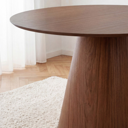 Kulatý stôl na kužeľovej nohe 120 cm – dub bordo-vlašský orech