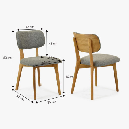 Dubová čalúnená stolička - farba sivá outlet