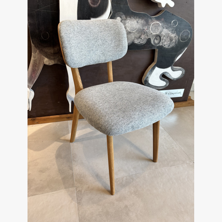 Dubová čalúnená stolička - farba sivá outlet, poškodená dyha