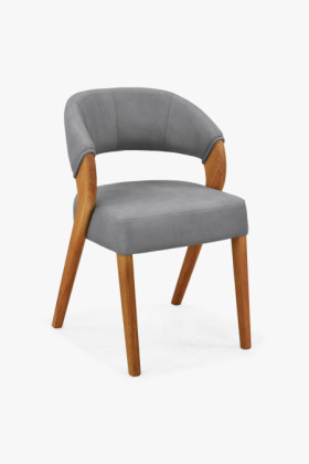 Designová luxusná stolička - dub, Almondo - svetlo sivá
