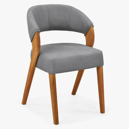 Designová luxusná stolička - dub, Almondo - svetlo sivá
