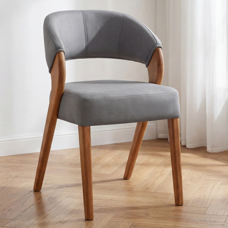 Designová luxusná stolička - dub, Almondo - svetlo sivá