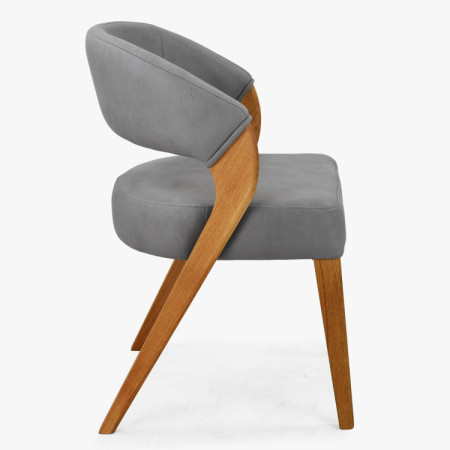 Designová luxusná stolička - dub, Almondo - svetlo sivá