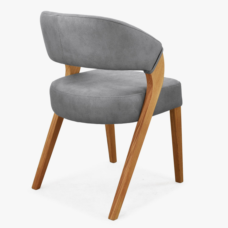 Designová luxusná stolička - dub, Almondo - svetlo sivá