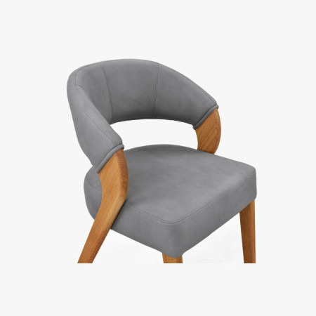 Designová luxusná stolička - dub, Almondo - svetlo sivá
