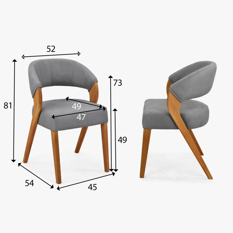 Designová luxusná stolička - dub, Almondo - svetlo sivá