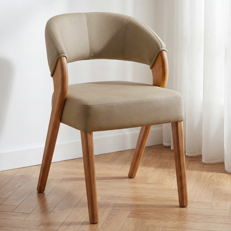 Designová luxusná stolička - dub, Almondo - béžová piesková