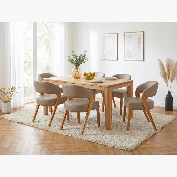 Designová luxusná stolička - dub, Almondo - béžová piesková