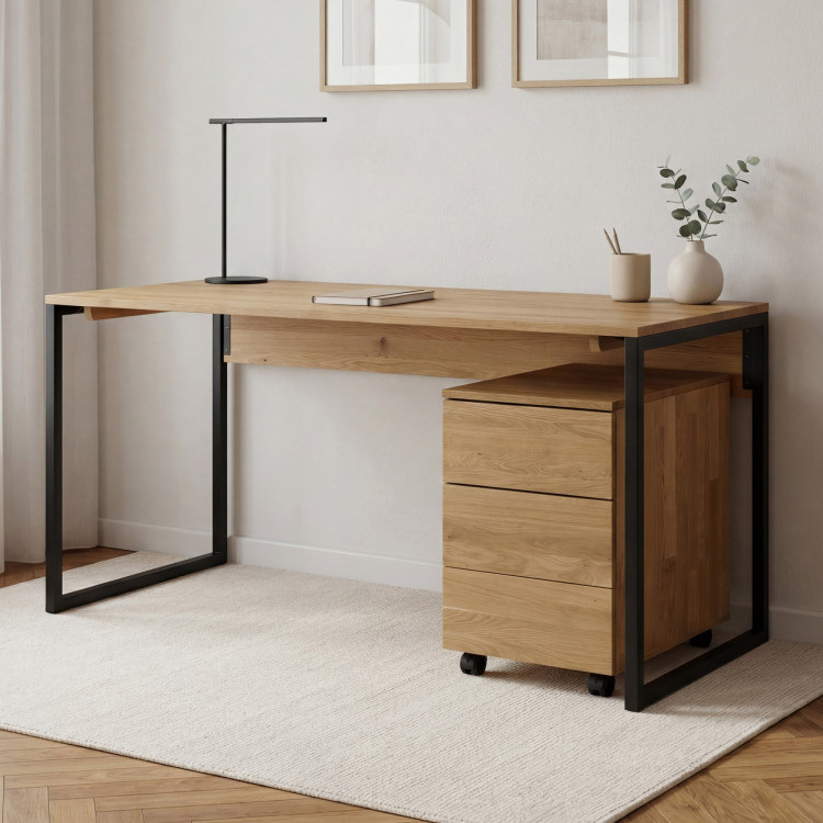 Dubový pracovný stôl Albero 160x70 cm kovové nohy