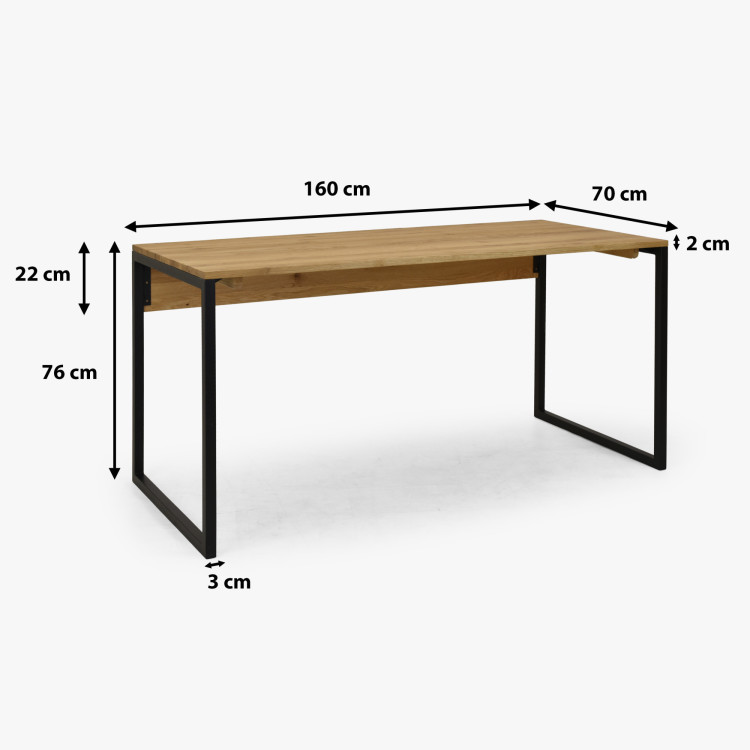 Dubový pracovný stôl Albero 160x70 cm kovové nohy