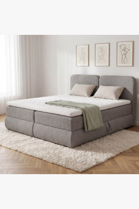 Boxspring posteľ 180x200 sivohnedá s matracom a úložným priestorom