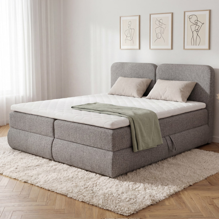Boxspring posteľ 180x200 sivohnedá s matracom a úložným priestorom
