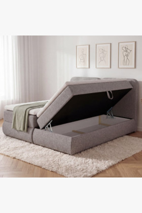 Boxspring posteľ 180x200 sivohnedá s matracom a úložným priestorom 2