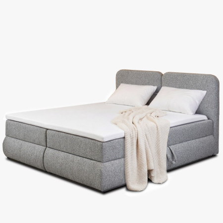 Boxspring posteľ 180x200 sivohnedá s matracom a úložným priestorom