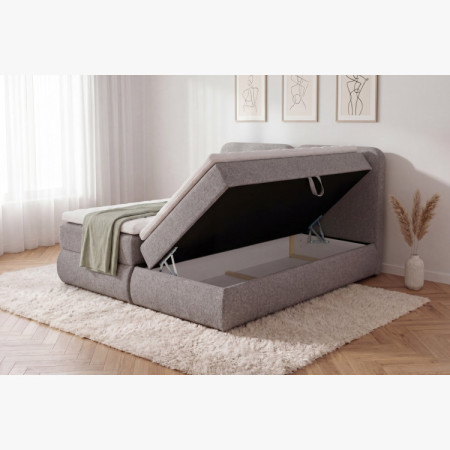 Boxspring posteľ 180x200 sivohnedá s matracom a úložným priestorom