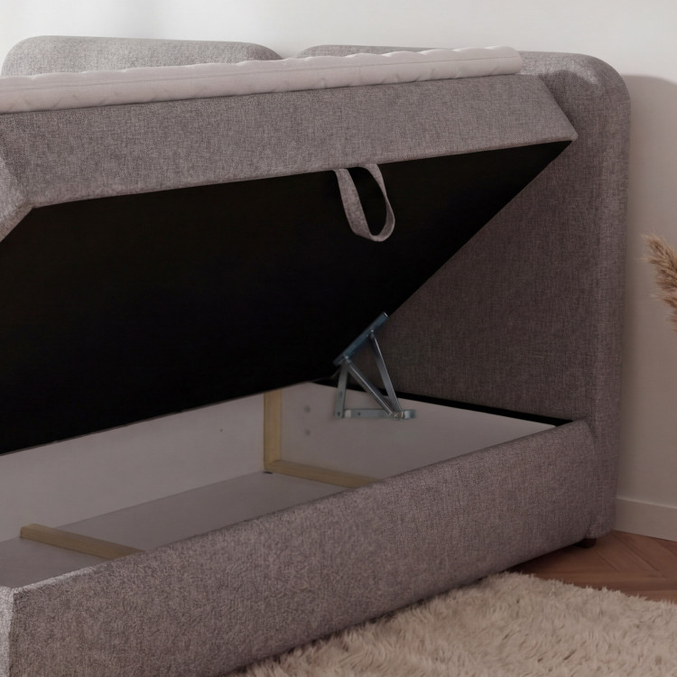 Boxspring posteľ 180x200 sivohnedá s matracom a úložným priestorom