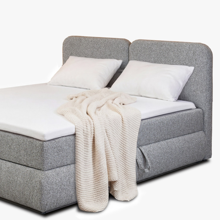 Boxspring posteľ 180x200 sivohnedá s matracom a úložným priestorom