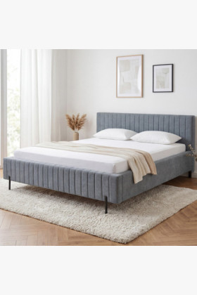 Čalúnená posteľ 180x200 sivá s úložným priestorom a roštom