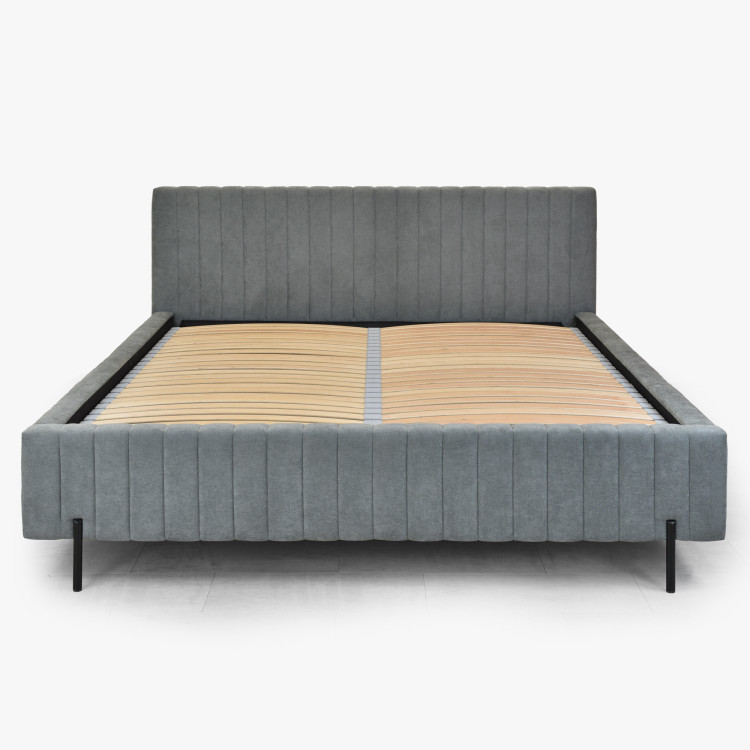 Čalúnená posteľ 180x200 sivá s úložným priestorom a roštom