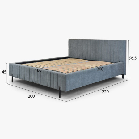 Čalúnená posteľ 180x200 sivá s úložným priestorom a roštom