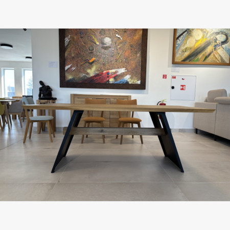 Jídelní stôl s kovovými čiernymi nohami, 200 x 100 cm - outlet